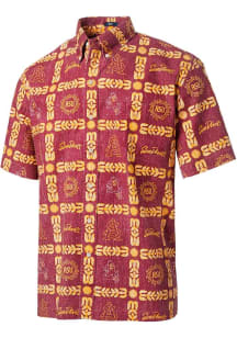 Reyn Spooner Arizona State Sun Devils Mens Maroon Kekai Short Sleeve Dress Shirt