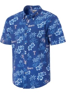 Reyn Spooner Texas Rangers Mens Blue Kekai Short Sleeve Dress Shirt