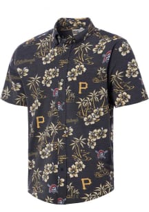 Reyn Spooner Pittsburgh Pirates Mens Black Kekai Short Sleeve Dress Shirt