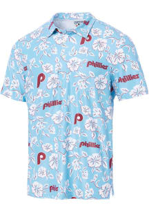 Reyn Spooner Philadelphia Phillies Mens Light Blue Kekai Cooperstown Short Sleeve Fashion Polo