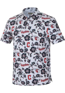 Reyn Spooner Cleveland Guardians Mens White Game Day Short Sleeve Fashion Polo