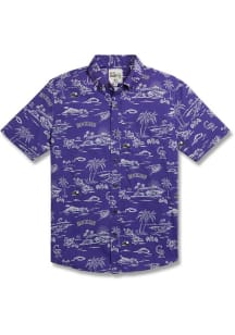 Reyn Spooner Colorado Rockies Mens Purple Game Day Short Sleeve Dress Shirt