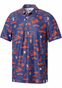 Reyn Spooner Houston Astros Mens Navy Blue Hometown Short Sleeve Fashion Polo