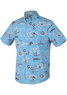Reyn Spooner Philadelphia Phillies Mens Light Blue Cooperstown Short Sleeve Dress Shirt