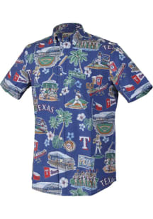 Reyn Spooner Texas Rangers Mens White Scenic Short Sleeve Dress Shirt