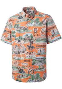 Reyn Spooner Oklahoma State Cowboys Mens Orange Classic Button Scenic Short Sleeve Dress Shirt