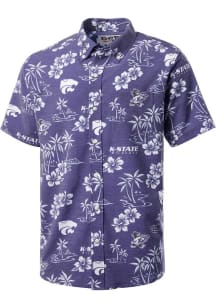 Reyn Spooner K-State Wildcats Mens Purple Kekai Print Short Sleeve Dress Shirt