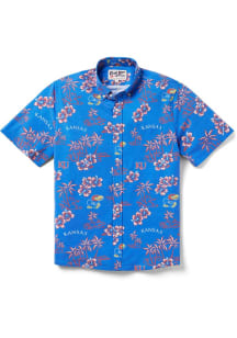 Reyn Spooner Kansas Jayhawks Mens Blue Kekai Short Sleeve Dress Shirt