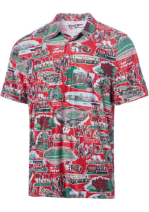 Reyn Spooner Wisconsin Badgers Mens Red Scenic Short Sleeve Fashion Polo