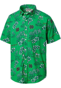 Reyn Spooner Notre Dame Fighting Irish Mens Green Kekai Short Sleeve Dress Shirt