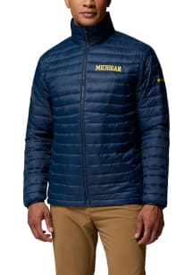 Columbia Michigan Wolverines Mens Navy Blue Powder Pass Medium Weight Jacket