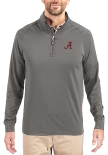 Cutter and Buck Alabama Crimson Tide Mens Graphite Adapt Eco Knit Long Sleeve Qtr Zip Pullover