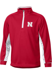 Champion Nebraska Cornhuskers Youth Red Tipping Long Sleeve Quarter Zip Shirt