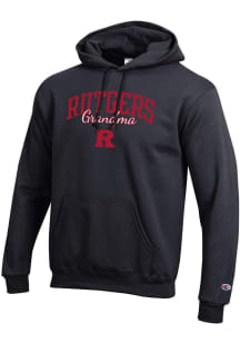 Champion Rutgers Scarlet Knights Mens Black Script Grandma Powerblend Long Sleeve Hoodie