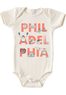 Philadelphia Baby White Icons Font Short Sleeve One Piece