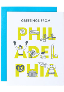 Philadelphia City Font Design Card - Yellow