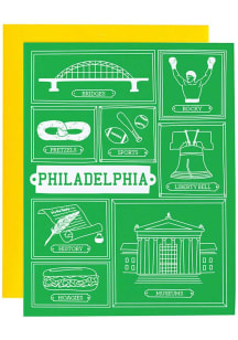 Philadelphia City Icons Design Card - Green