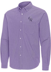 Antigua Colorado Rockies Mens Purple Porter Long Sleeve Dress Shirt