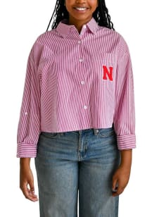 Gameday Social Nebraska Cornhuskers Womens Logo Patch Long Sleeve Red Dress Shirt