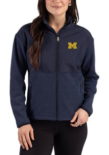 Cutter and Buck Michigan Wolverines Womens Navy Blue Hunts Point Eco Light Weight Jacket