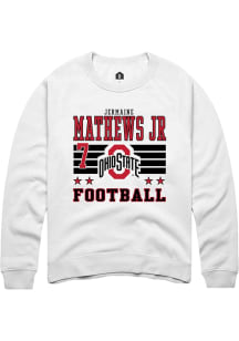 Jermaine Mathews Jr Ohio State Buckeyes Mens White Football NIL Striped Player Crew