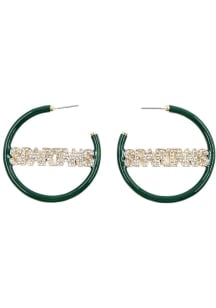 Michigan State Spartans Pave Enamel Hoop Womens Earrings