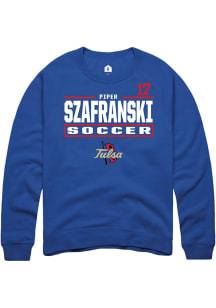 Piper Szafranski  Rally Tulsa Golden Hurricane Mens Blue NIL Stacked Box Long Sleeve Crew Sweatshi..