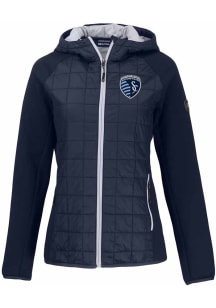 Cutter and Buck Sporting Kansas City Womens Navy Blue Rainier PrimaLoft Hybrid Medium Weight Jacke..