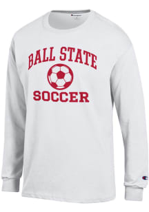 Champion Ball State Cardinals White Soccer Icon Jersey Long Sleeve T Shirt