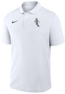 Nike Michigan State Spartans Mens White Football Sparty Playing Football Short Sleeve Polo