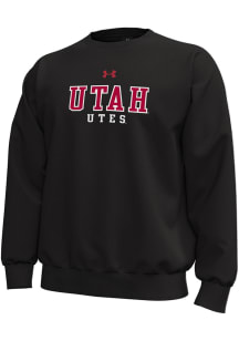 Under Armour Utah Utes Mens Black Flat Name Long Sleeve Crew Sweatshirt