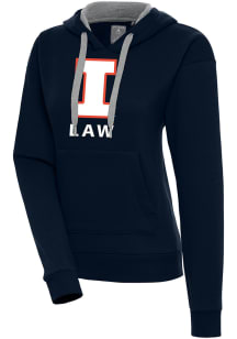 Antigua Illinois Fighting Illini Womens Navy Blue Illinois Law Victory Hooded Sweatshirt