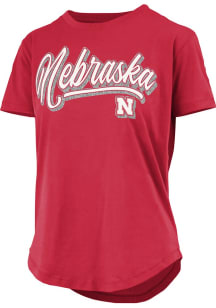 Pressbox Nebraska Cornhuskers Womens  Glitter Short Sleeve T-Shirt