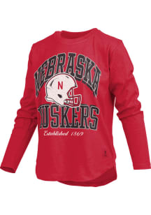 Pressbox Nebraska Cornhuskers Womens  Helmet Cave LS Tee