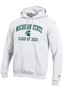 Champion Michigan State Spartans Mens White Class of 2025 Text Powerblend Long Sleeve Hoodie