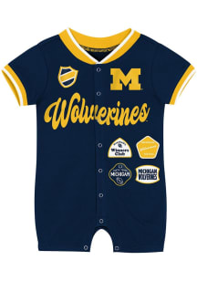 Michigan Wolverines Baby Navy Blue Pinch Short Sleeve One Piece
