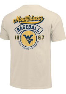 West Virginia Mountaineers Ivory Modern Script Stripes Short Sleeve T Shirt