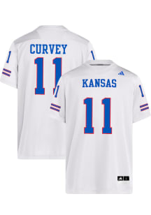 Malachi Curvey  Adidas Kansas Jayhawks White NIL Name And Number Football Jersey