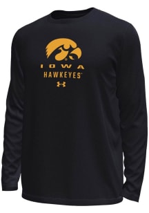 Under Armour Iowa Hawkeyes Black Stacked Logo Tech Stretch Long Sleeve T-Shirt
