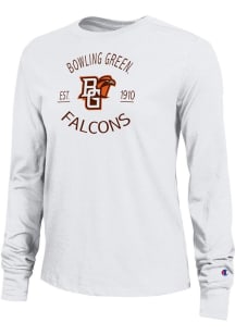 Champion Bowling Green Falcons Womens White Circle Graphic Core LS Tee