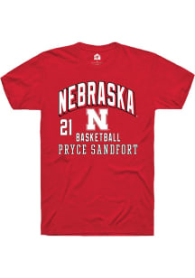 Pryce Sandfort Nebraska Cornhuskers Red NIL Arch Logo Short Sleeve Player T Shirt