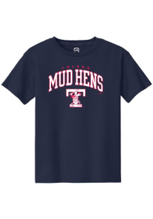 Summit Sportswear Toledo Mud Hens Youth Navy Blue Arch Mascot Short Sleeve T-Shirt