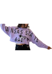 Gameday Social K-State Wildcats Womens Lavender Patched Up Crew Sweatshirt