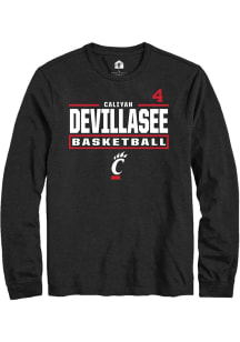 Caliyah DeVillasee Cincinnati Bearcats Black NIL Stacked Box Long Sleeve Player T Shirt