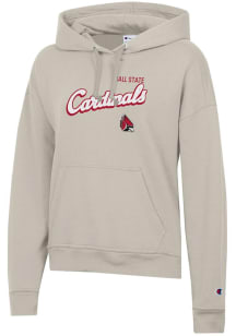 Champion Ball State Cardinals Womens Oatmeal Script Powerblend Hooded Sweatshirt
