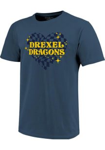 Drexel Dragons Girls Navy Blue Funky Heart Short Sleeve Tee