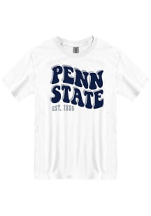 Penn State Nittany Lions Womens White Wavy Bubble Short Sleeve T-Shirt
