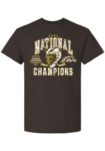 Summit Sportswear Western Michigan Broncos Brown 2025 National Mens Hockey Champions Short Sleeve..