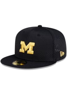 New Era Michigan Wolverines Mens Navy Blue Satin Lining 59FIFTY Fitted Hat