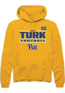 Shep Turk Pitt Panthers Mens Gold Football NIL Stacked Box Player Hood